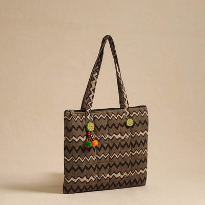 Brown - Handcrafted Quilted Cotton Hand Bag 12
