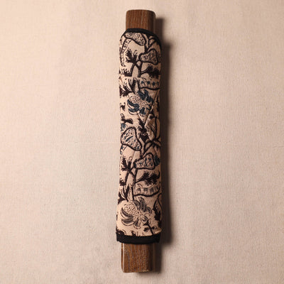Beige - Kalamkari Block Printed Fridge Cover with Handle Cover 09
