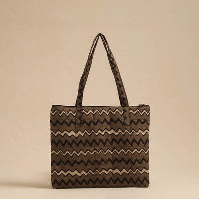 Brown - Handcrafted Quilted Cotton Hand Bag 12