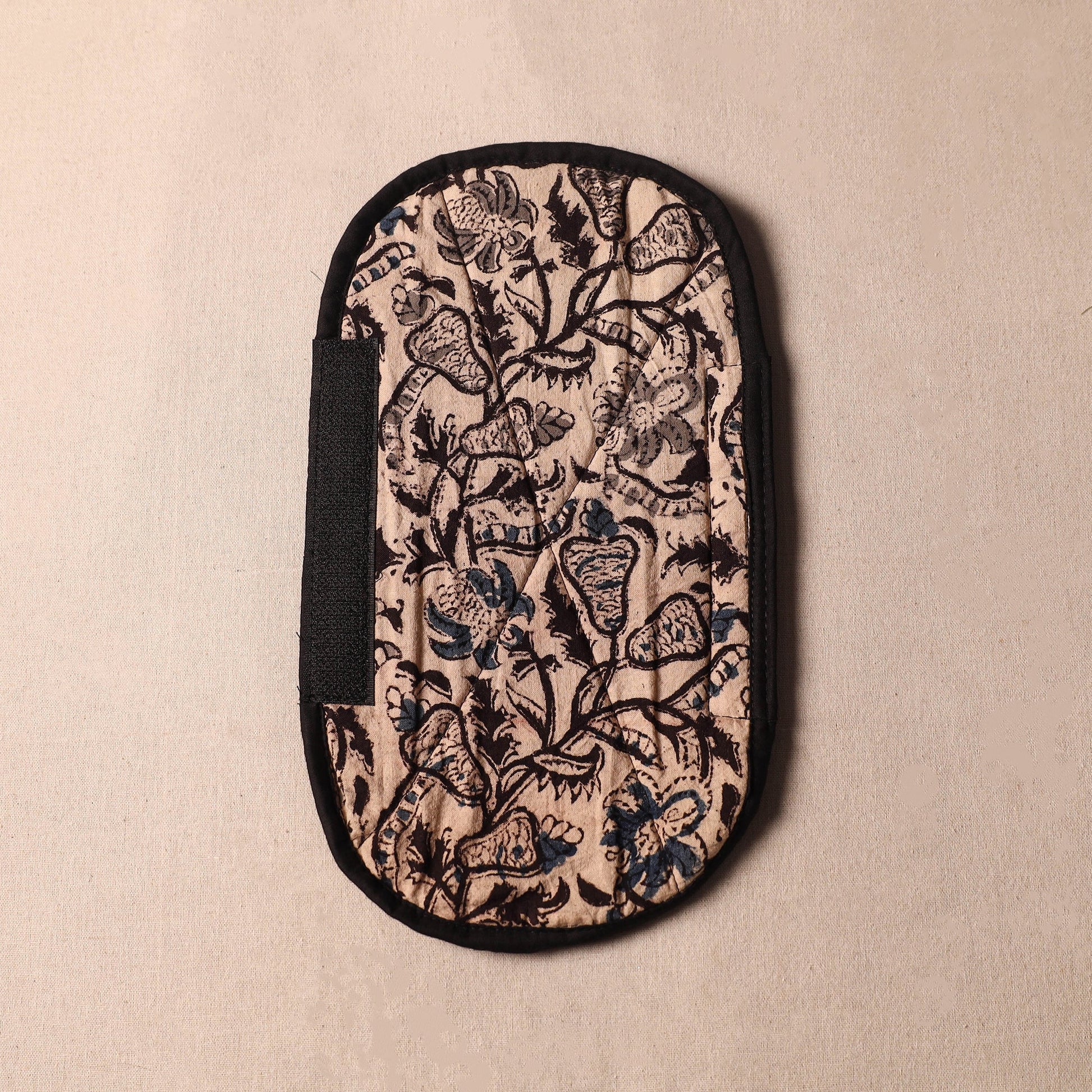 Beige - Kalamkari Block Printed Fridge Cover with Handle Cover 09