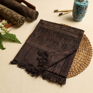 Brown - Block Print Cotton Ajrakh Handloom Towel
