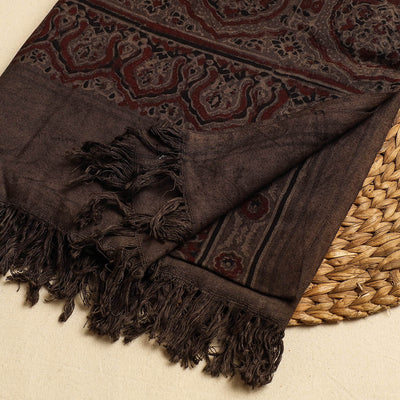 Brown - Block Print Cotton Ajrakh Handloom Towel