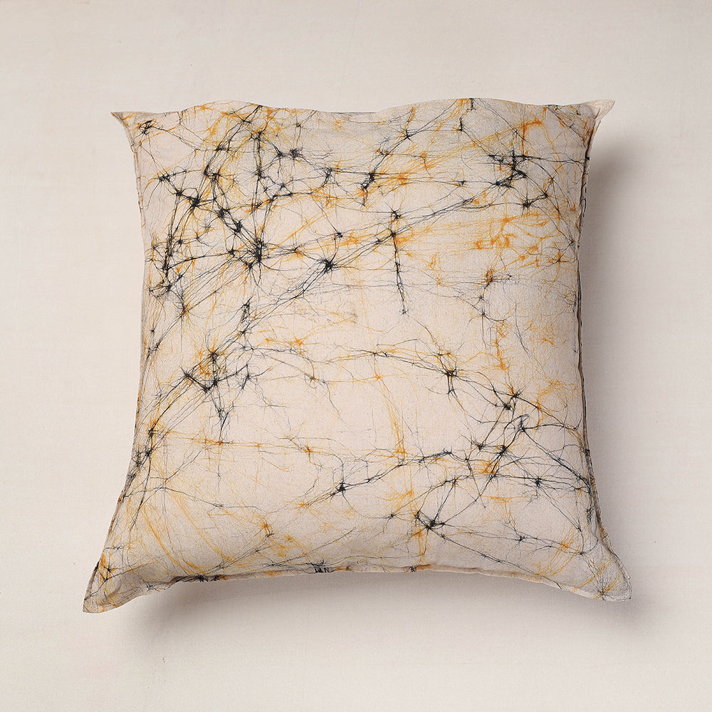 Beige - Hand Batik Printed Pure Cotton Cushion Cover (18 x 18 in)
