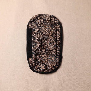 Black - Kalamkari Block Printed Fridge Cover with Handle Cover 10