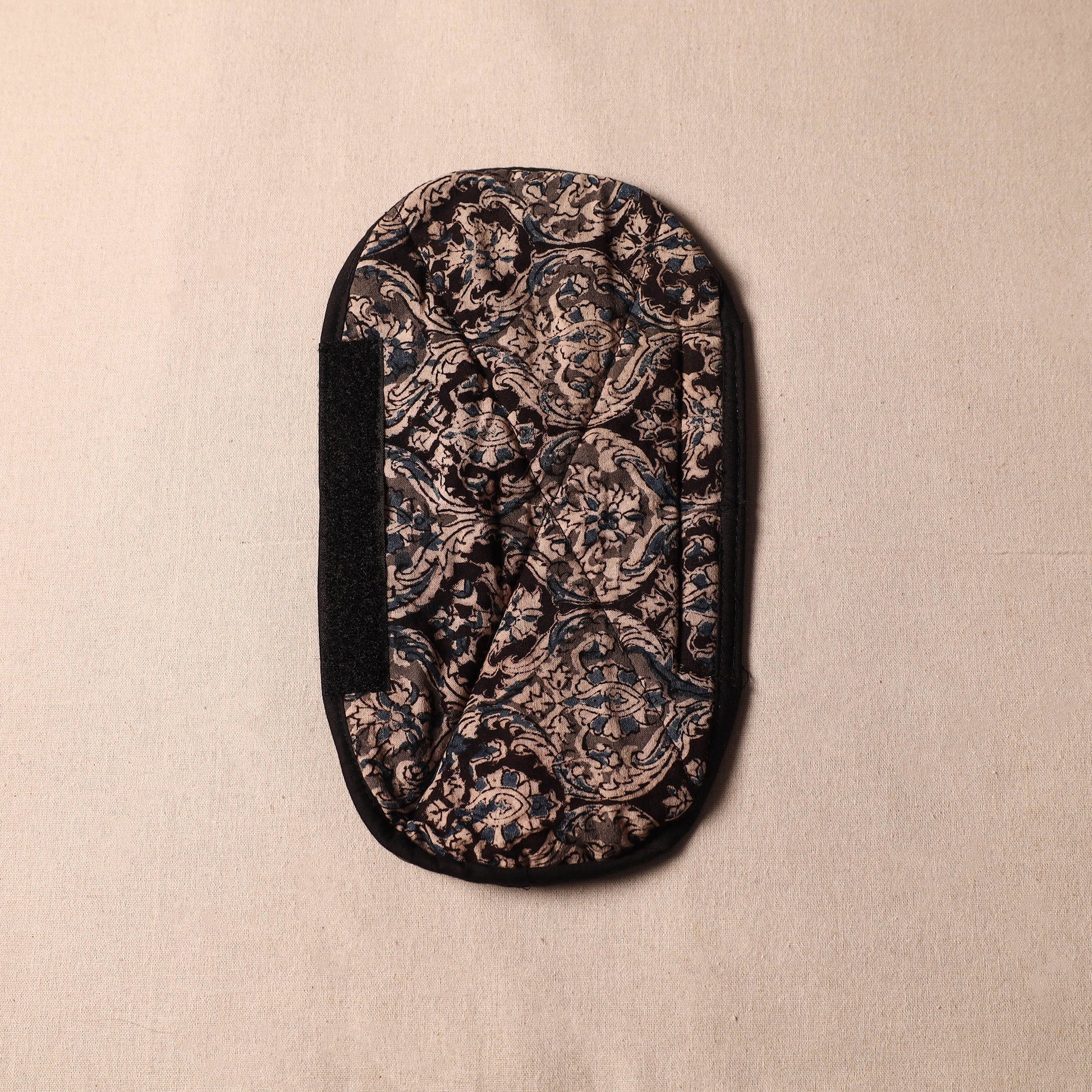 Black - Kalamkari Block Printed Fridge Cover with Handle Cover 10