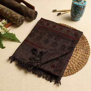 Brown - Block Print Cotton Ajrakh Handloom Towel