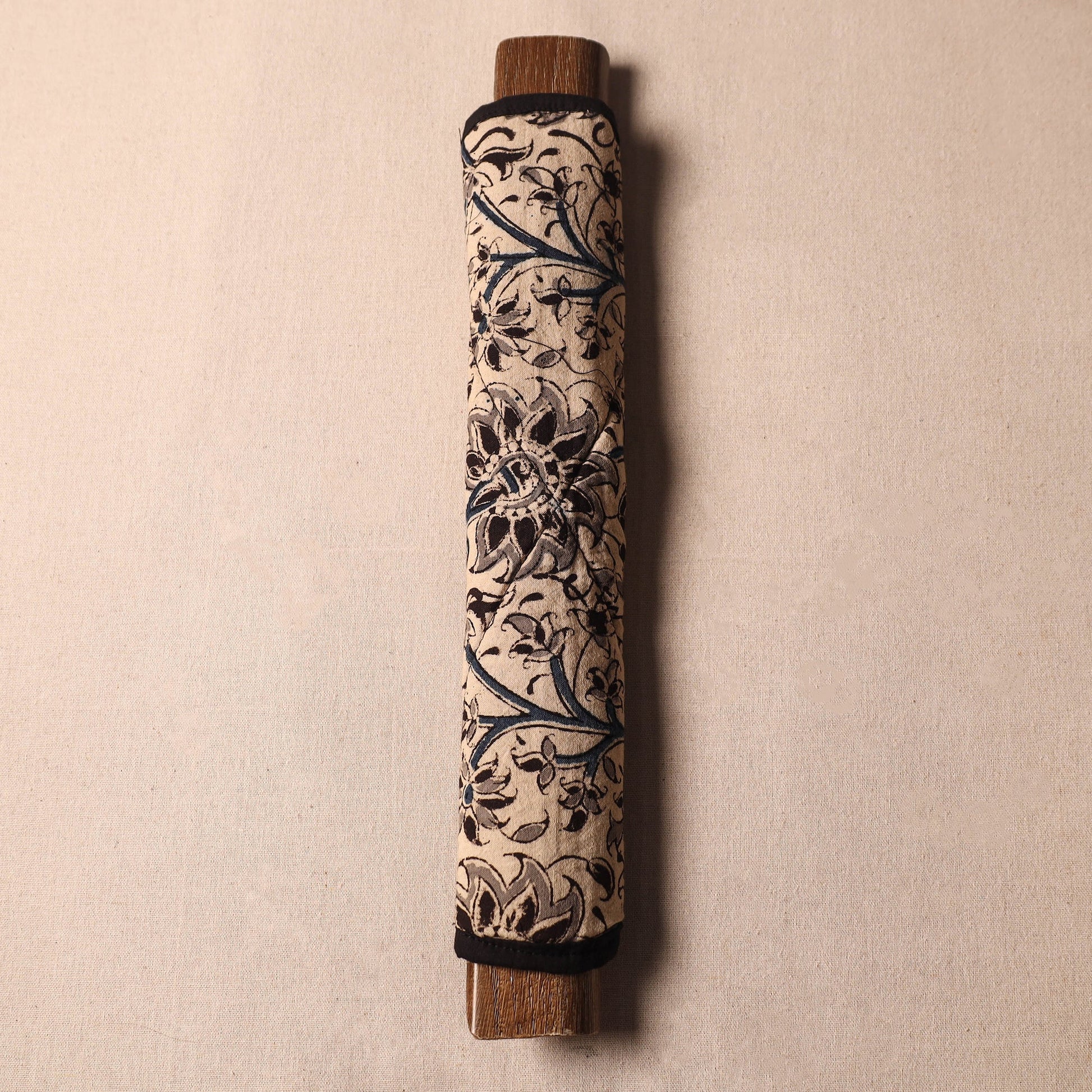 Beige - Kalamkari Block Printed Fridge Cover with Handle Cover 11
