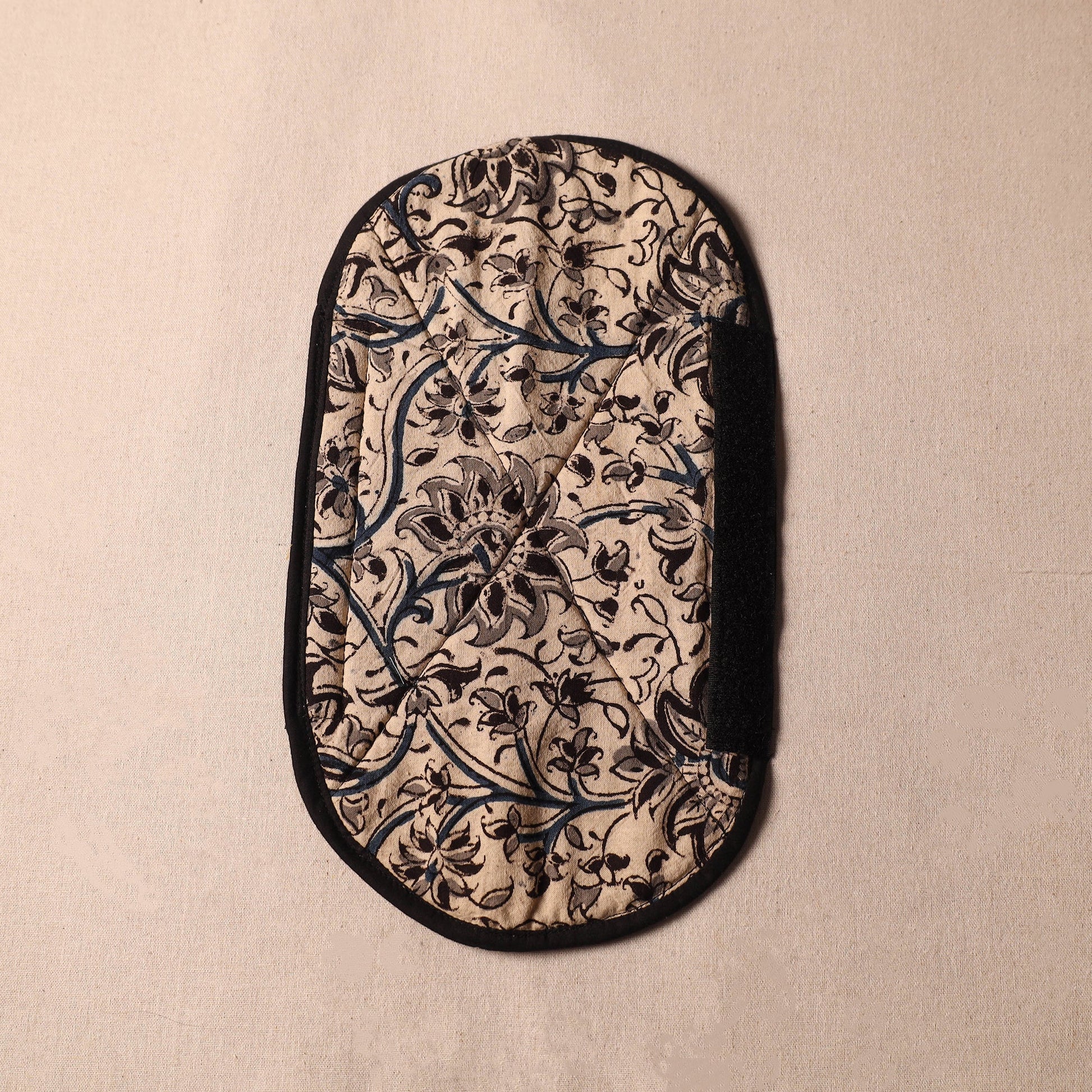 Beige - Kalamkari Block Printed Fridge Cover with Handle Cover 11