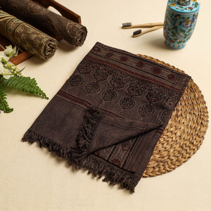 Brown - Block Print Cotton Ajrakh Handloom Towel