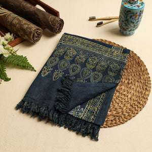 Blue - Block Print Cotton Ajrakh Handloom Towel
