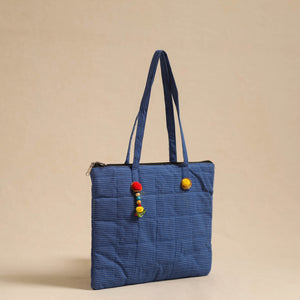 Blue - Handcrafted Quilted Cotton Hand Bag 15
