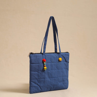 Blue - Handcrafted Quilted Cotton Hand Bag 15