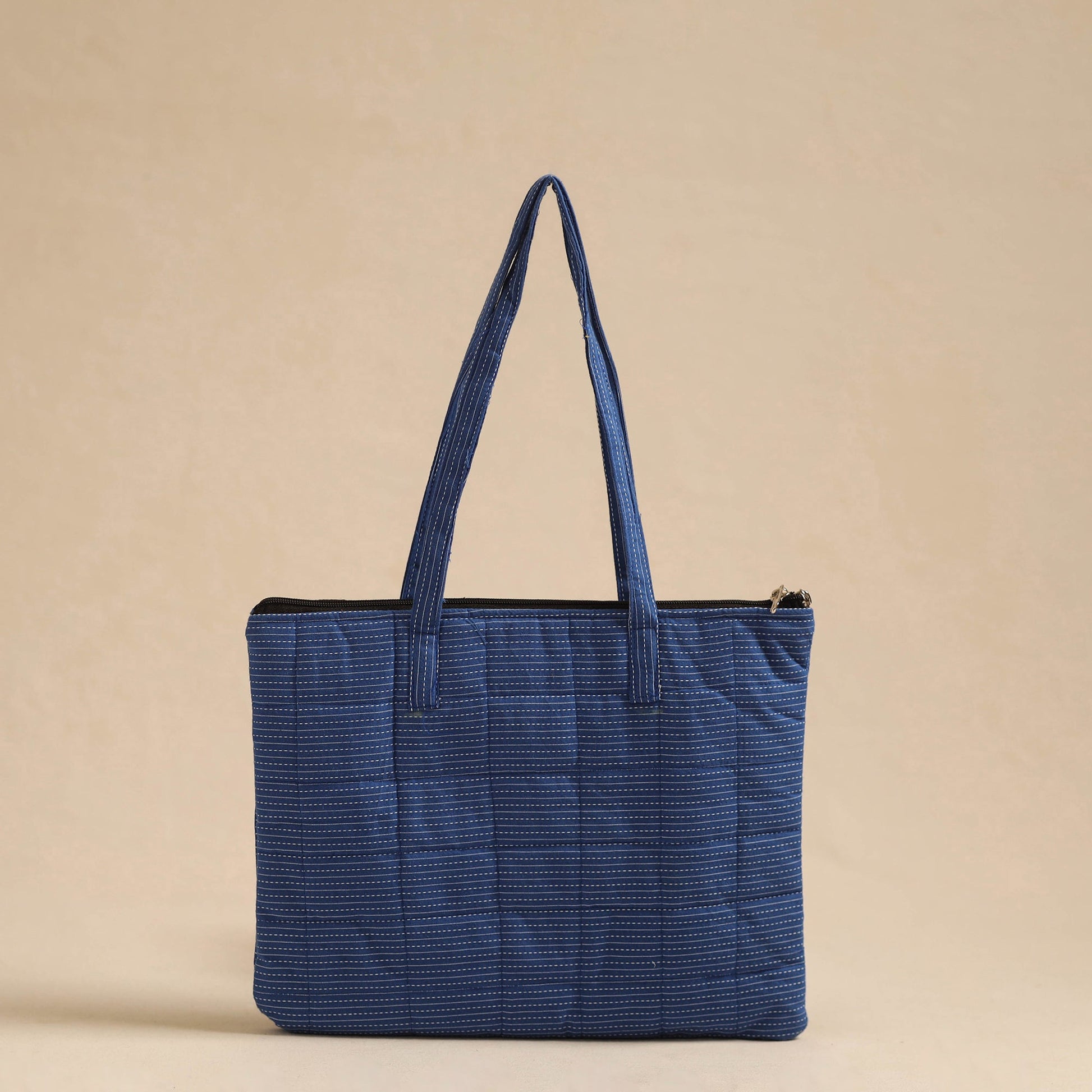Blue - Handcrafted Quilted Cotton Hand Bag 15