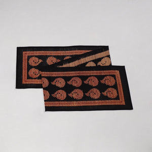Black - Natural Bamboo Bagh Block Printed Dining Table Runner 05