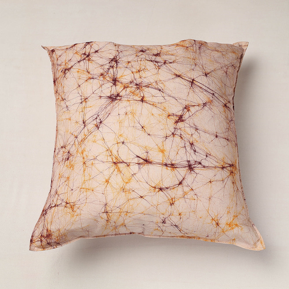Beige - Hand Batik Printed Pure Cotton Cushion Cover (18 x 18 in)