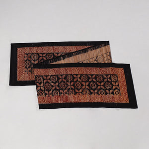 Black - Natural Bamboo Bagh Block Printed Dining Table Runner 06