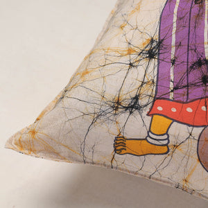 Beige - Hand Batik Printed Pure Cotton Cushion Cover (18 x 18 in)