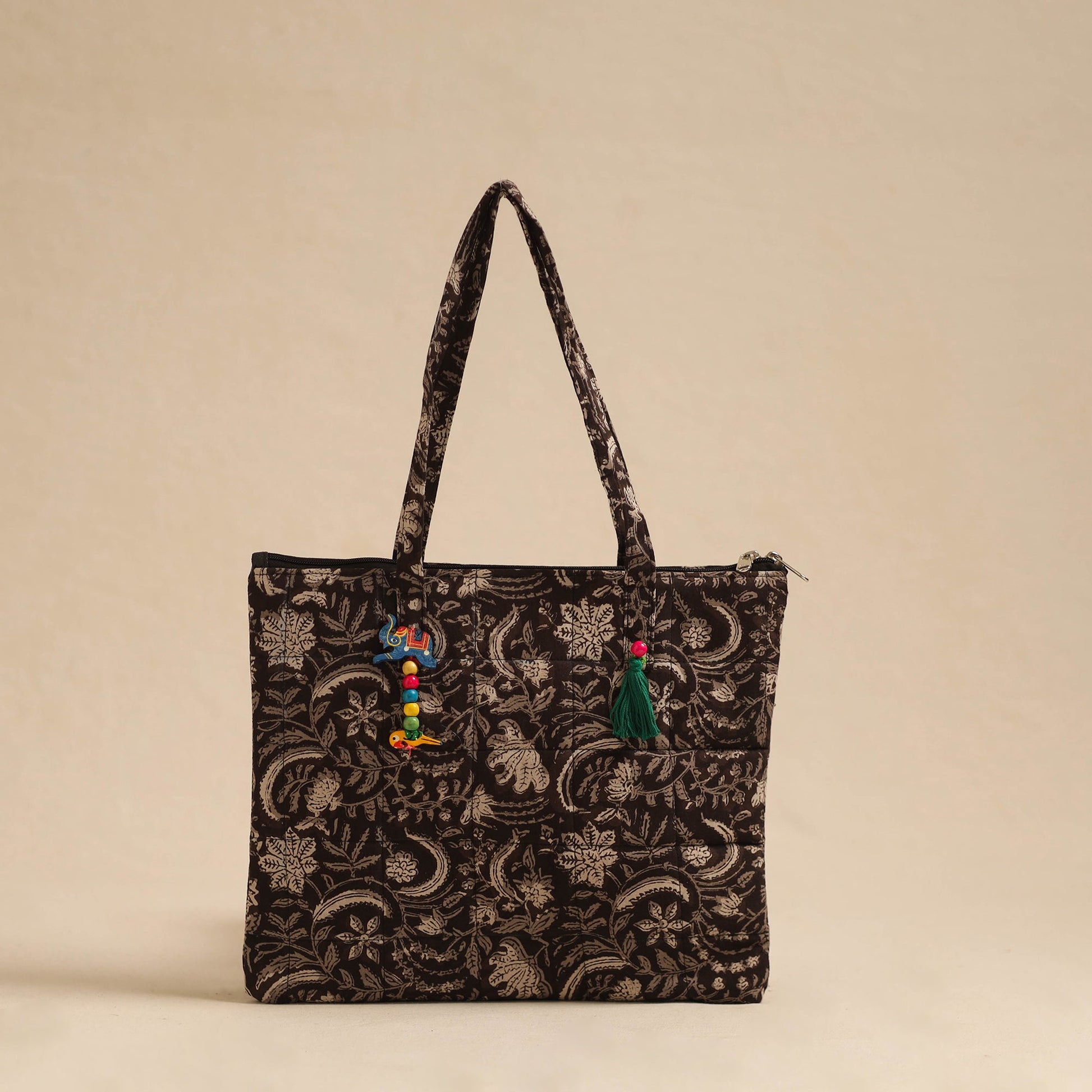 Black - Handcrafted Quilted Cotton Hand Bag 18