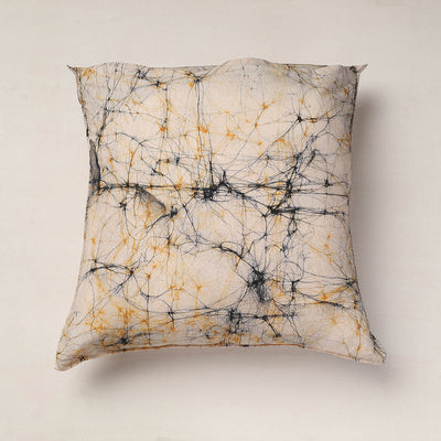 Beige - Hand Batik Printed Pure Cotton Cushion Cover (18 x 18 in)