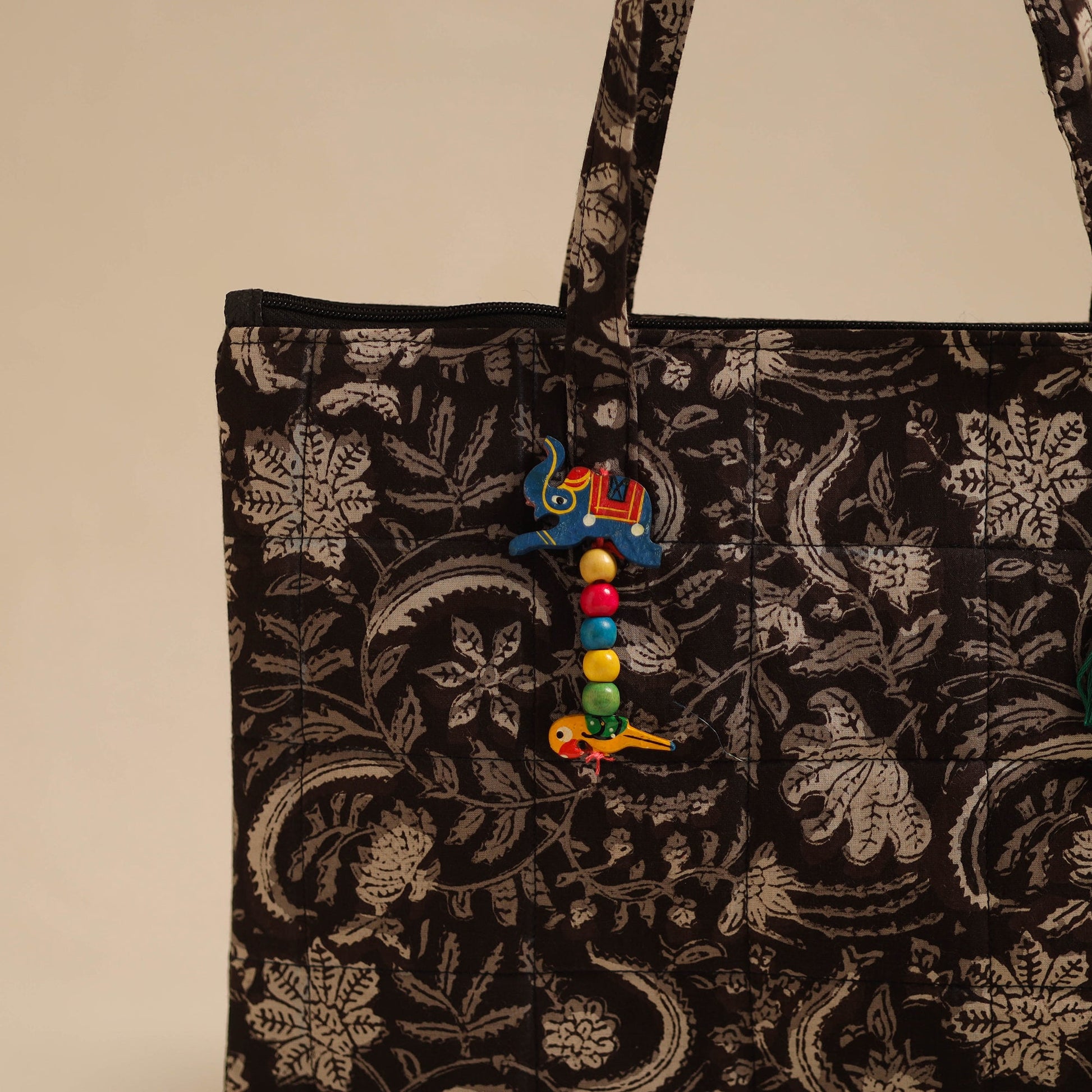 Black - Handcrafted Quilted Cotton Hand Bag 18