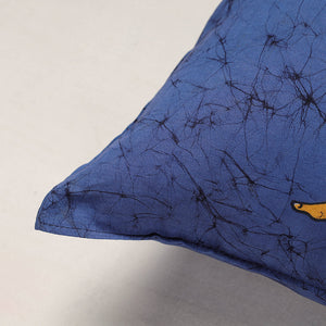 Blue - Hand Batik Printed Pure Cotton Cushion Cover (18 x 18 in)