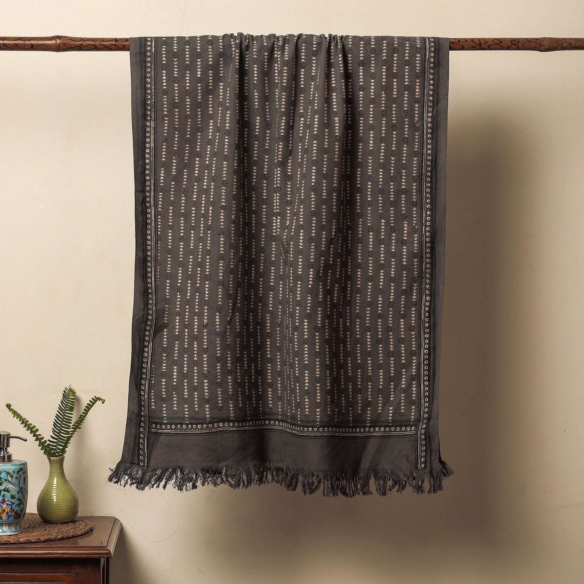 Brown - Akola Block Printed Pure Handloom Cotton Towel