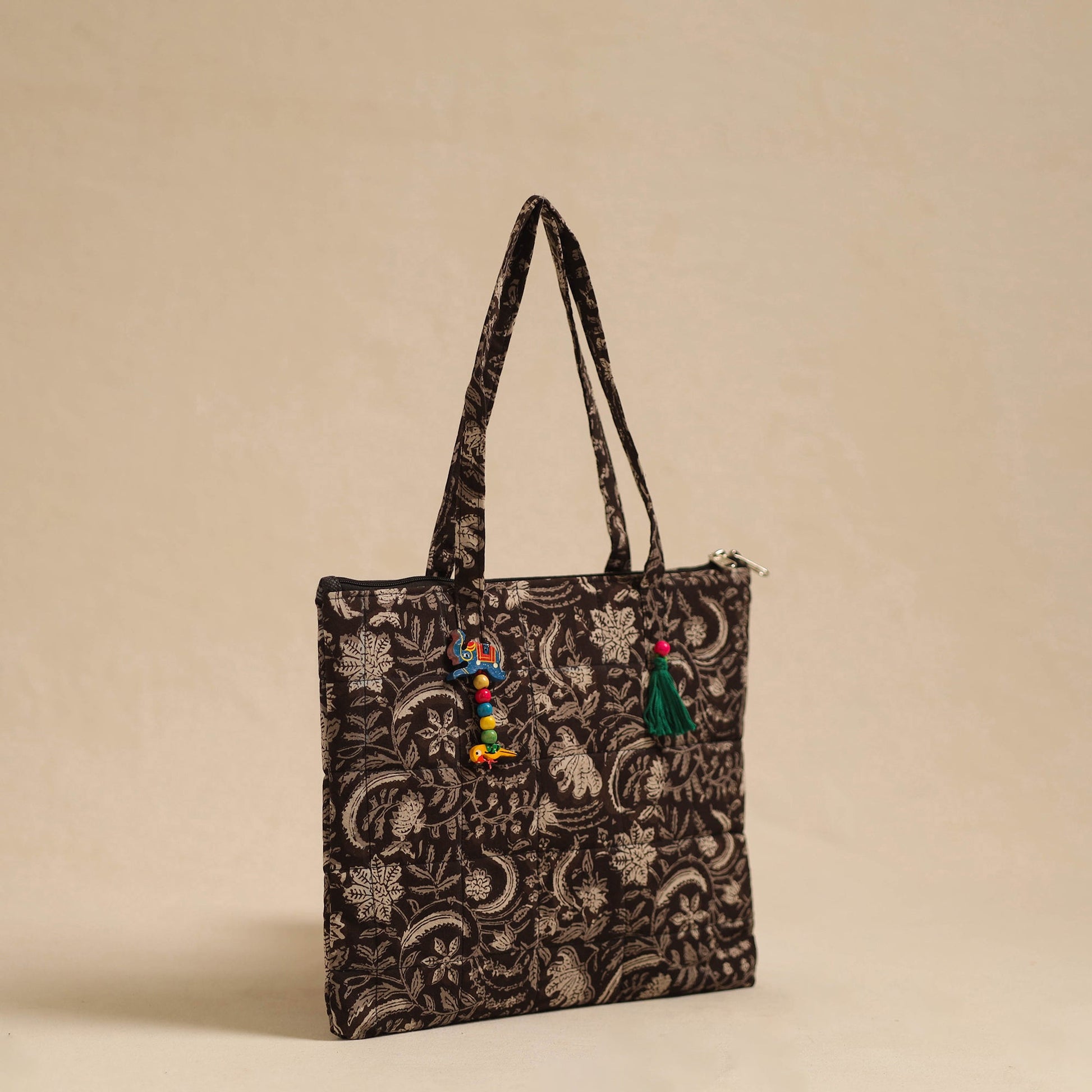 Black - Handcrafted Quilted Cotton Hand Bag 18