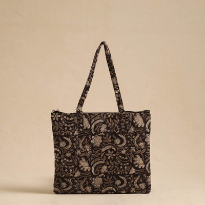 Black - Handcrafted Quilted Cotton Hand Bag 18