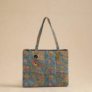 Blue - Handcrafted Quilted Cotton Hand Bag 19