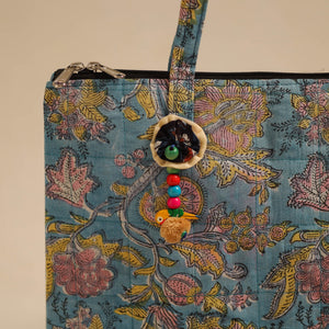 Blue - Handcrafted Quilted Cotton Hand Bag 19