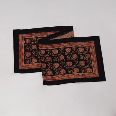 Black - Natural Bamboo Bagh Block Printed Dining Table Runner 19