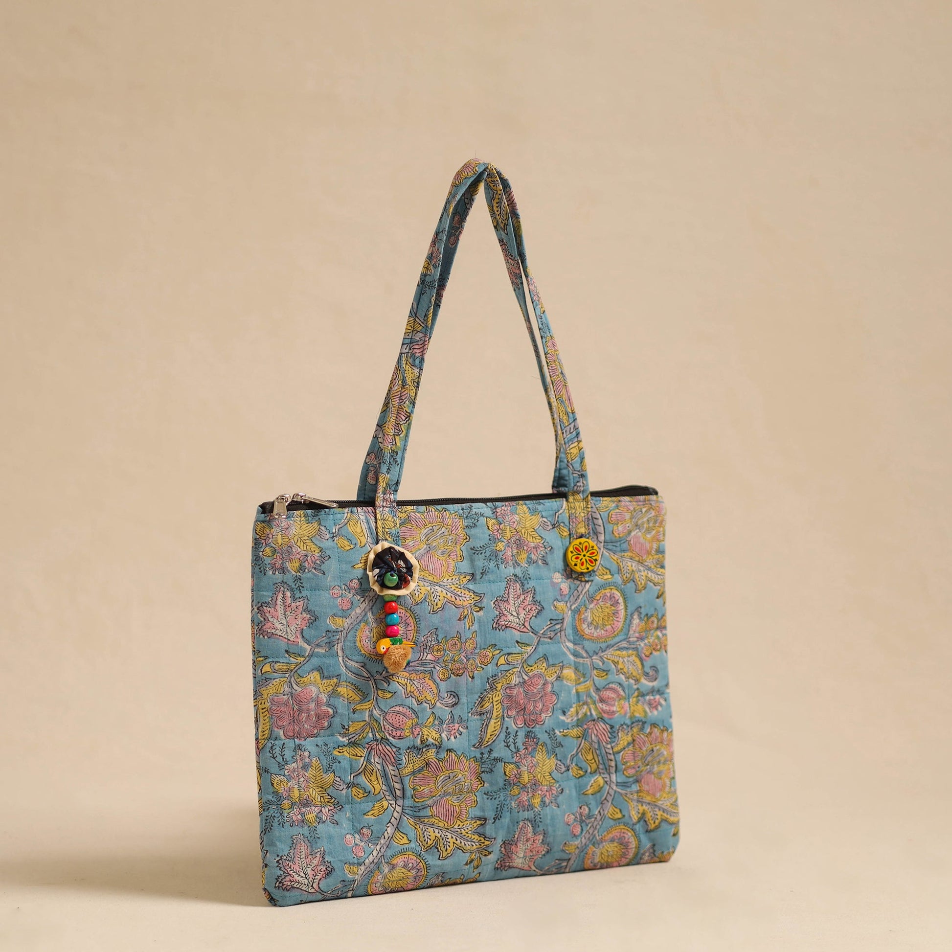 Blue - Handcrafted Quilted Cotton Hand Bag 19