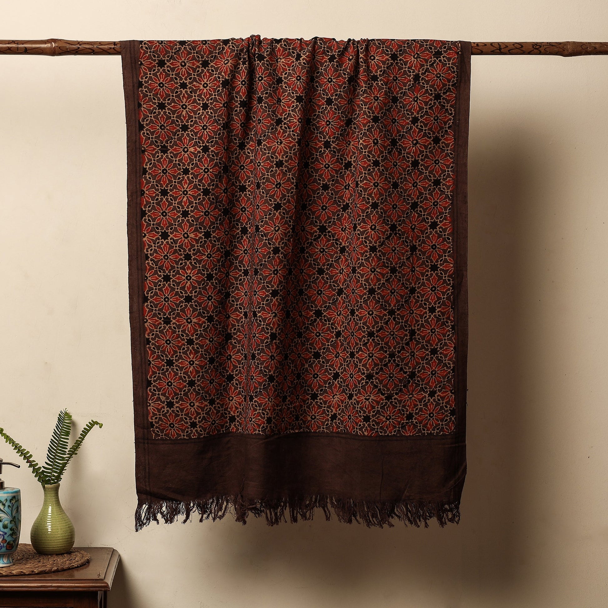 Brown - Block Print Cotton Ajrakh Handloom Towel