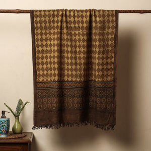 Brown - Block Print Cotton Ajrakh Handloom Towel