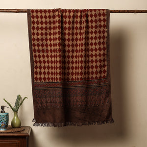 Brown - Block Print Cotton Ajrakh Handloom Towel