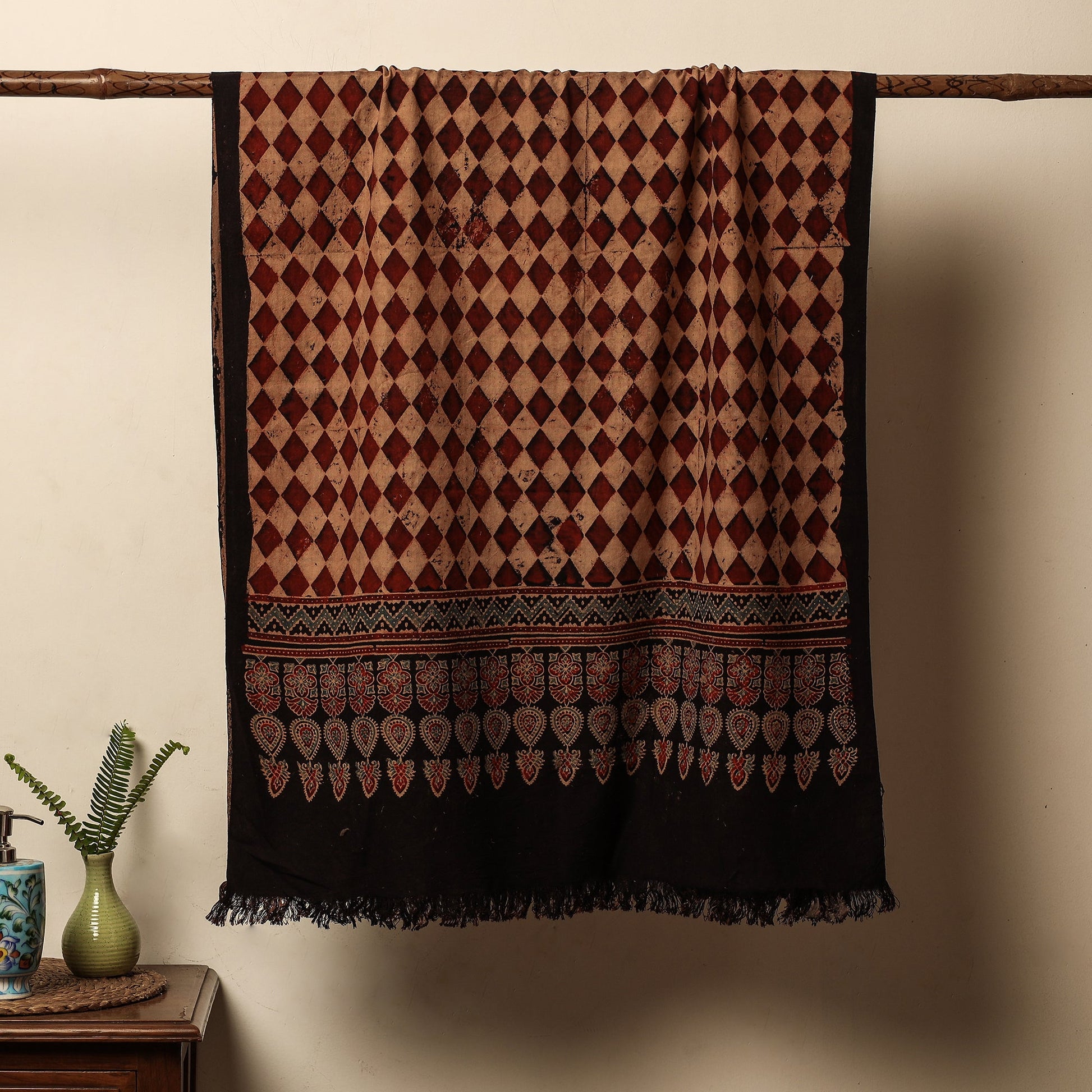 Brown - Block Print Cotton Ajrakh Handloom Towel