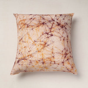 Beige - Hand Batik Printed Pure Cotton Cushion Cover (18 x 18 in)