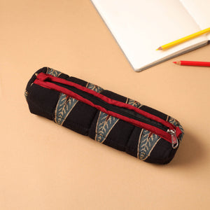 Black - Handmade Quilted Cotton Pencil Pouch 06