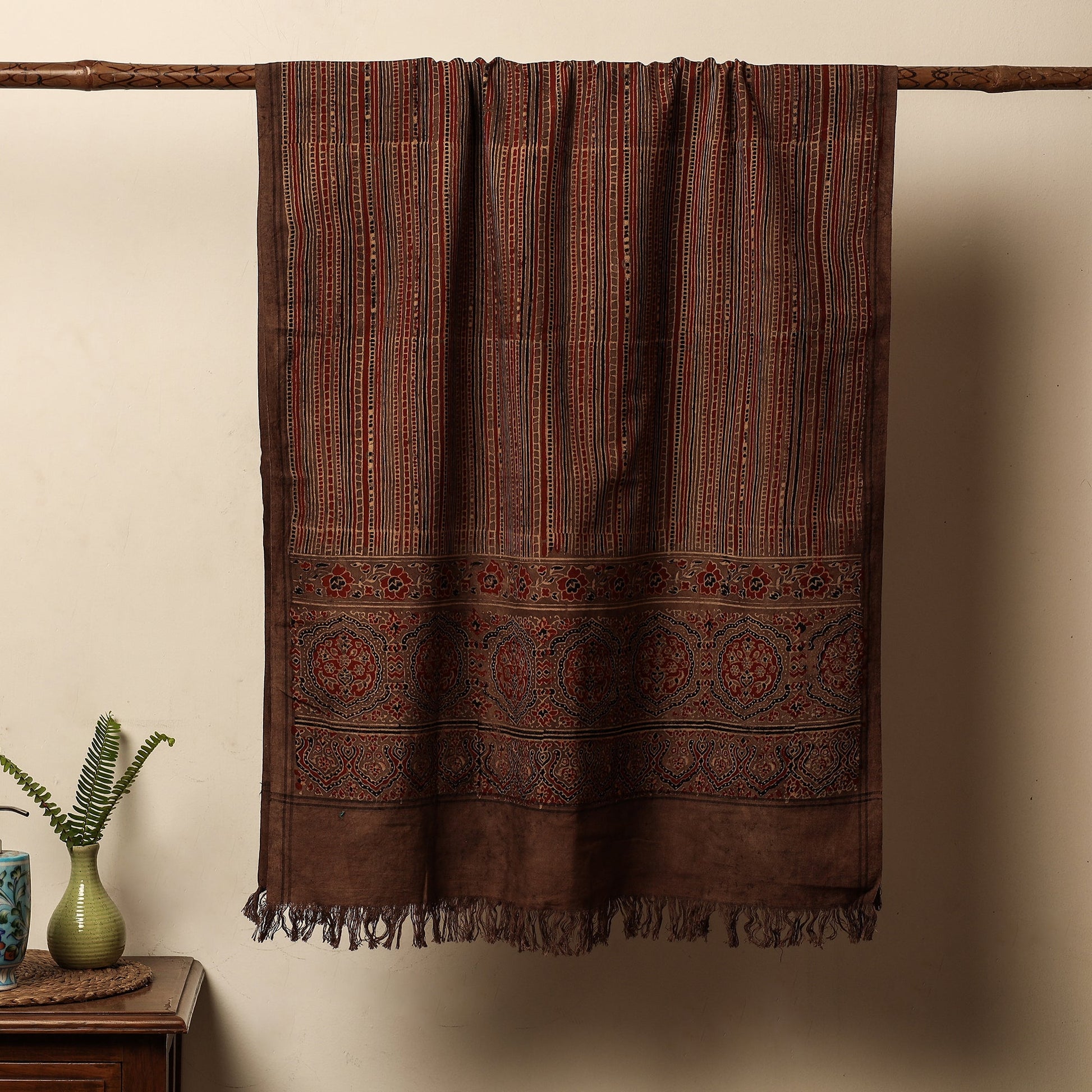 Brown - Block Print Cotton Ajrakh Handloom Towel