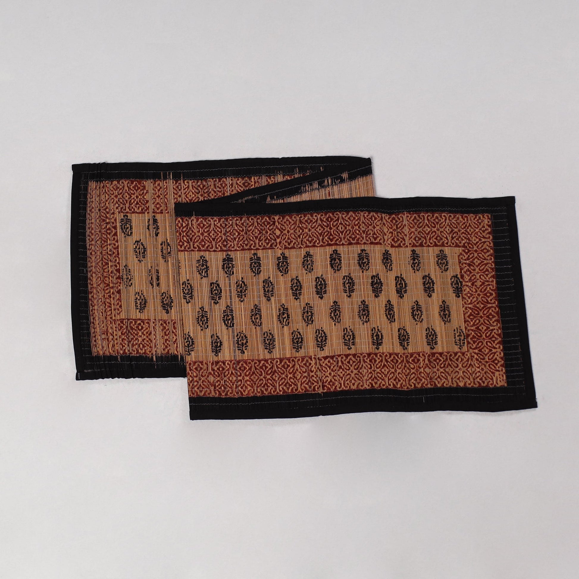 Beige - Natural Bamboo Bagh Block Printed Dining Table Runner 25