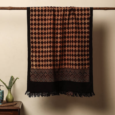 Brown - Block Print Cotton Ajrakh Handloom Towel