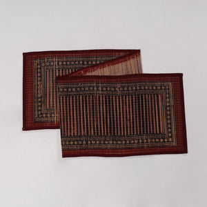 Black - Natural Bamboo Bagh Block Printed Dining Table Runner 26