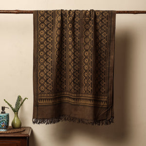 Brown - Block Print Cotton Ajrakh Handloom Towel