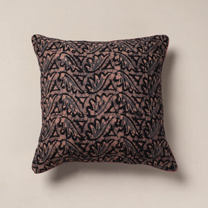 Brown - Hand Batik Printed Cotton Cushion Cover (16 x 16 in)