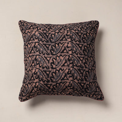 Brown - Hand Batik Printed Cotton Cushion Cover (16 x 16 in)