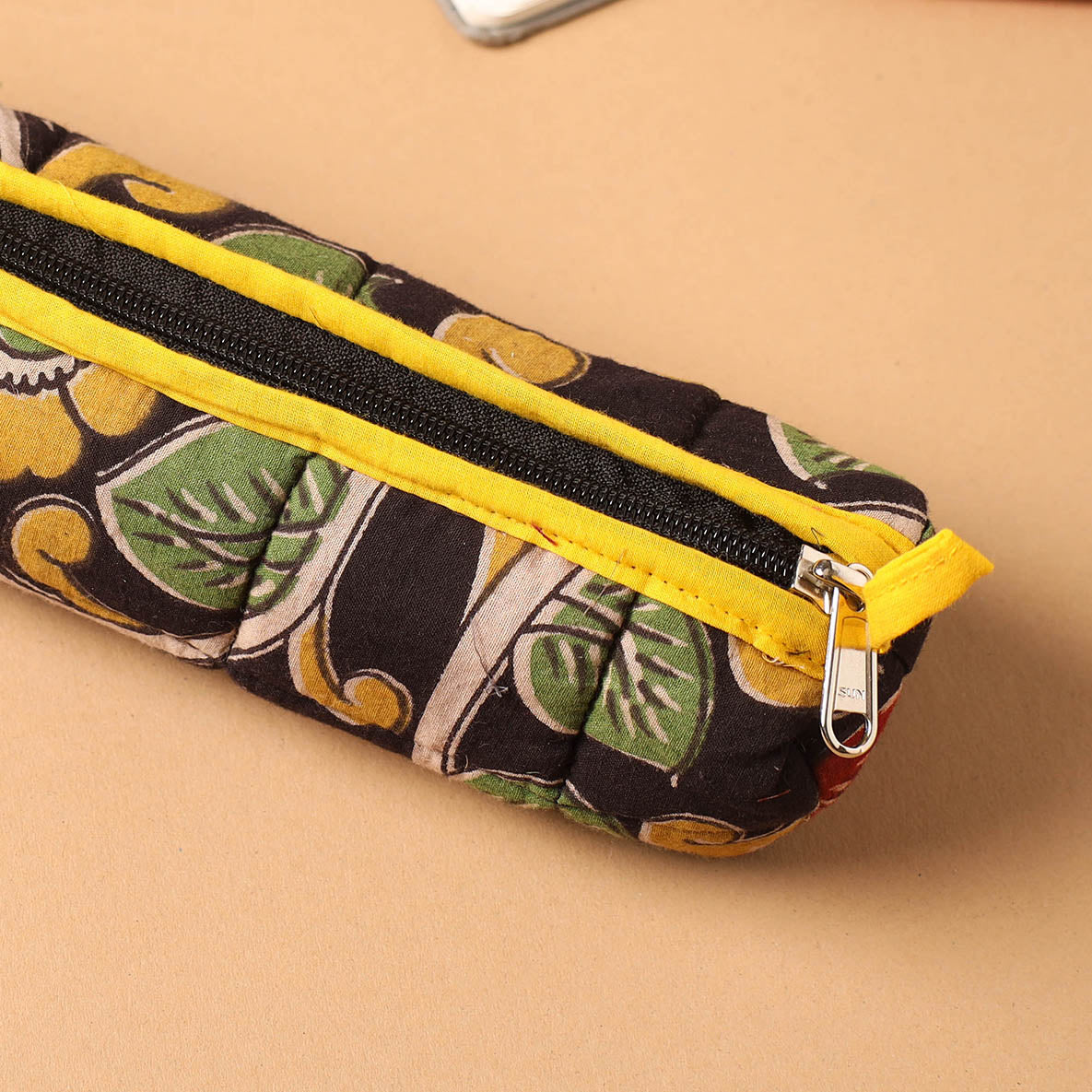 Black - Handmade Quilted Cotton Pencil Pouch 10