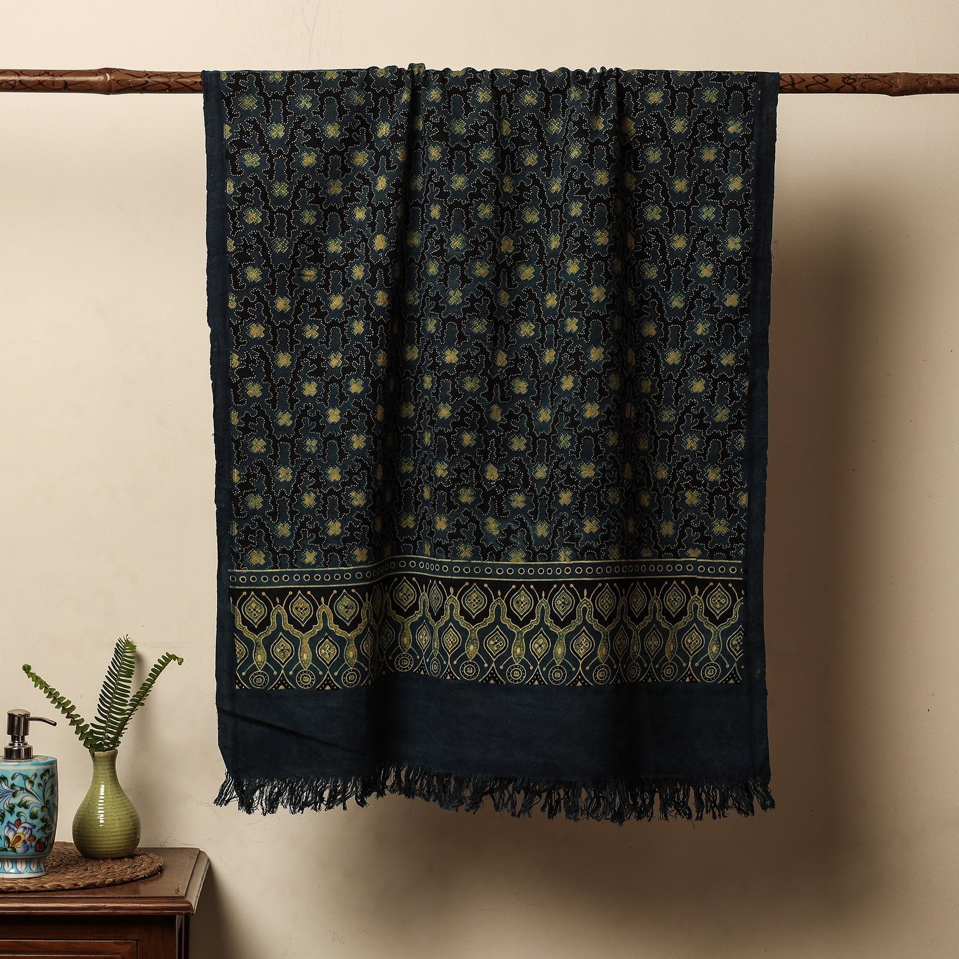 Blue - Block Print Cotton Ajrakh Handloom Towel