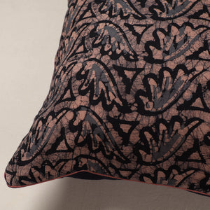 Brown - Hand Batik Printed Cotton Cushion Cover (16 x 16 in)