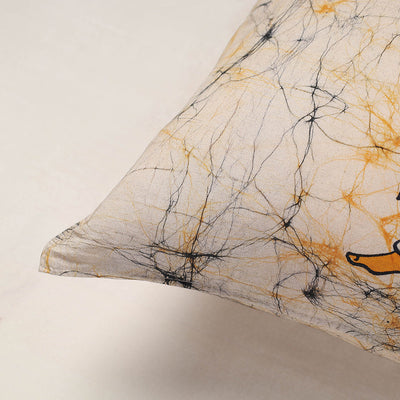 Beige - Hand Batik Printed Pure Cotton Cushion Cover (18 x 18 in)