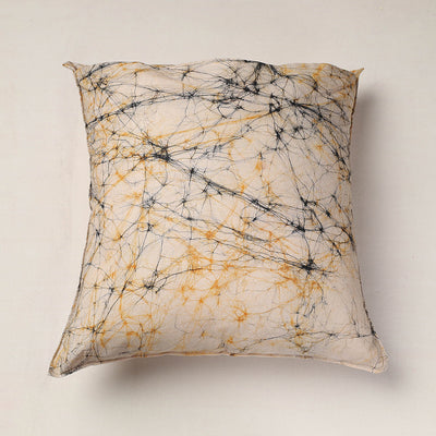 Beige - Hand Batik Printed Pure Cotton Cushion Cover (18 x 18 in)